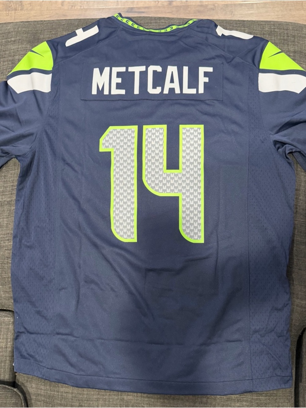 Nike DK Metcalf #14 Seahawks Men's Navy & Neon Green Metcalf #14 Football Jersey